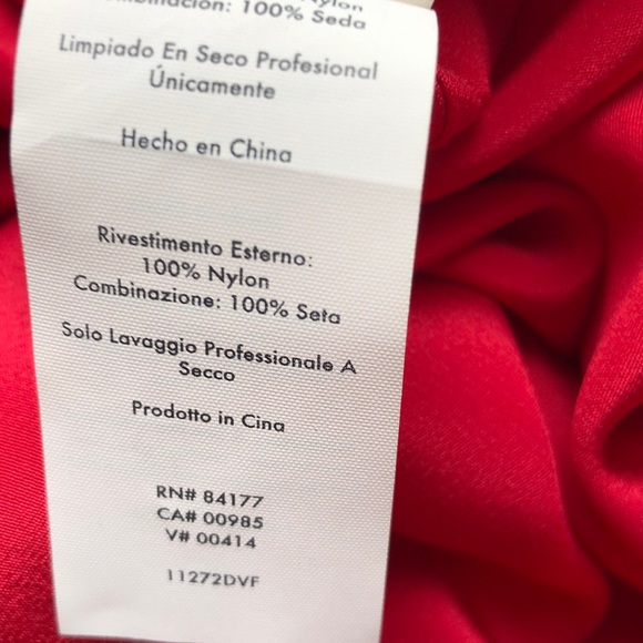 NWOT DVF Red Draped Lace MIDI Length Spaghetti strap and Lace Dress Size 12 - Picture 8 of 8